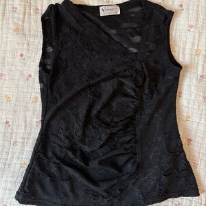 VERSAILLES COLLECTION Women's Black Sleeveless Distressed Wrap Top